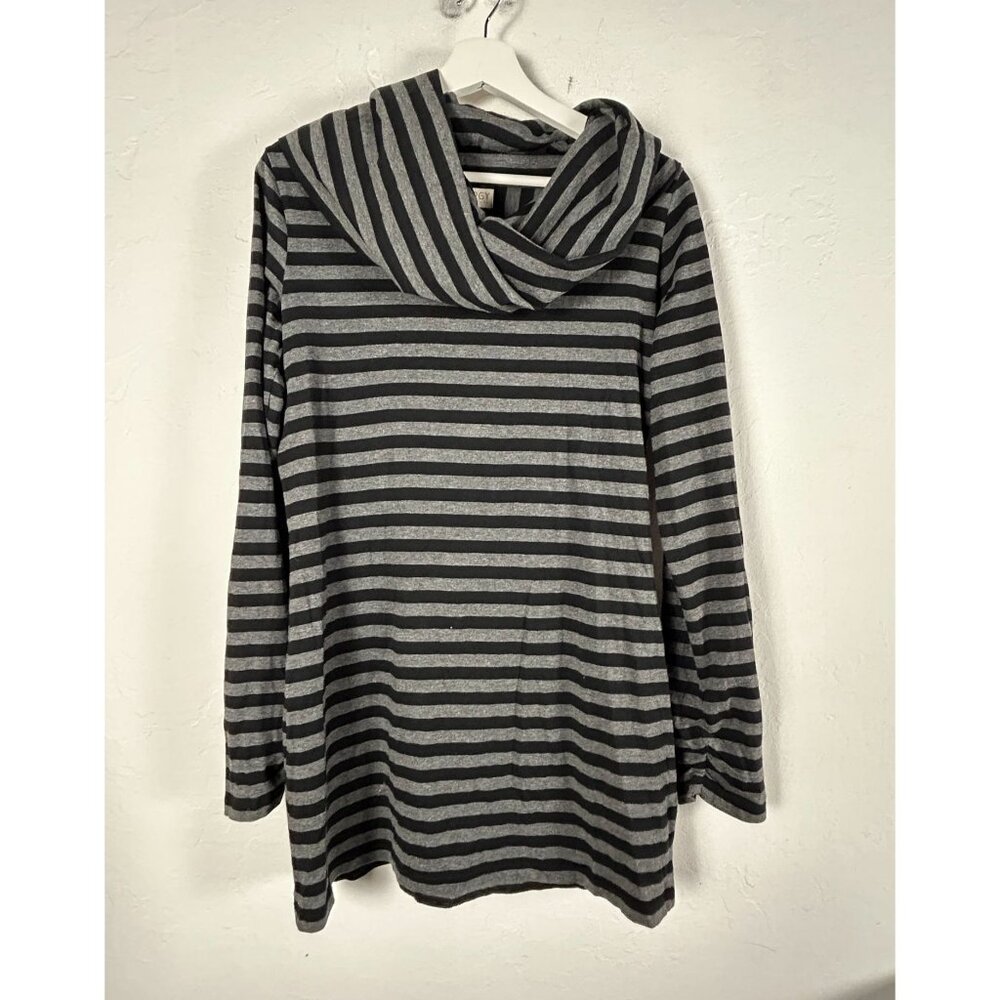 Synergy Womens Organic Cotton Striped Long Sleeve Cowl Neck Tunic Top Medium